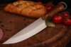 Набор для стейка "Рибай" Bohler N690, рукоять янтарная карельская береза. 